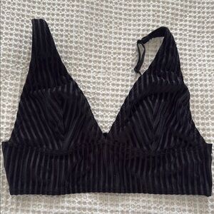 Elegant Black Striped Bralette XL Victoria’s Secret velvet crop top  bra